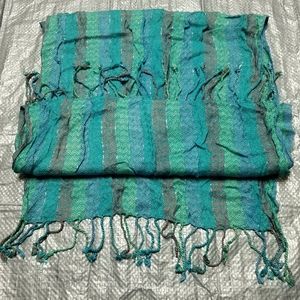 🧣Pashmina vintage Y2K striped scarf with sparkles and tassles